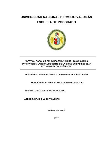 Gestión escolar del directivo y su relación con la satisfacción laboral