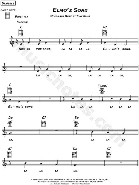 "Elmo's Song" from 'Sesame Street' Sheet Music (Leadsheet) in C Major ...