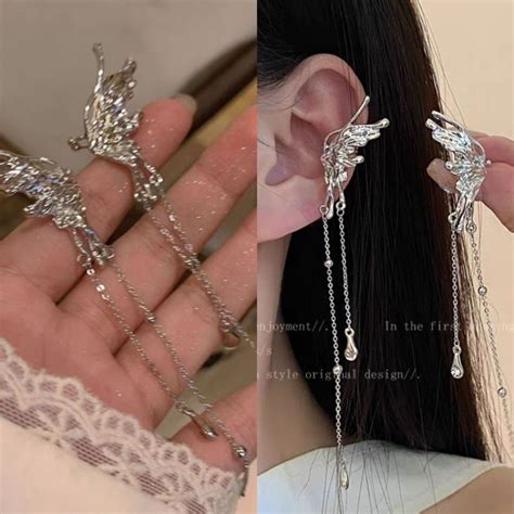 Jual Anting Klip Tulang Telinga Desain Rantai Kupu Kupu Gaya Korea