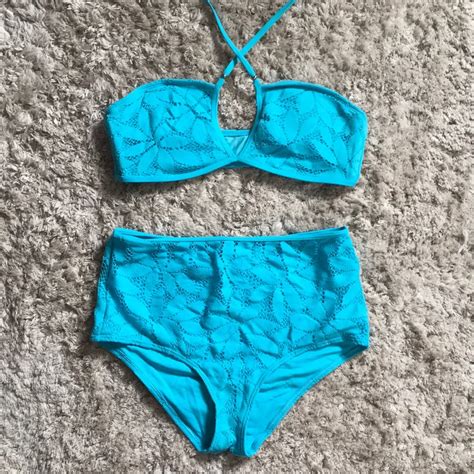 Aerie High Waisted Turquoise Bikini Gem