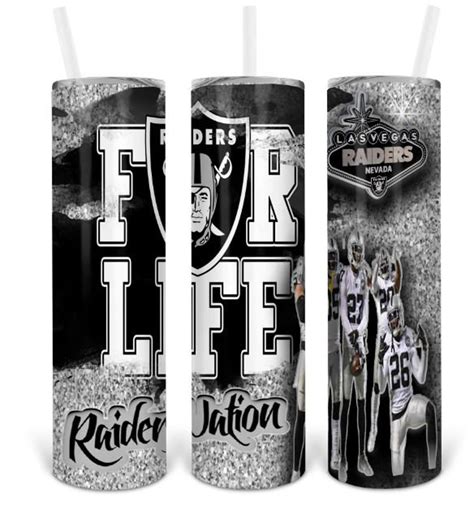 Las Vegas Raiders Raiders Nation 20 Oz Skinny Glitter Etsy