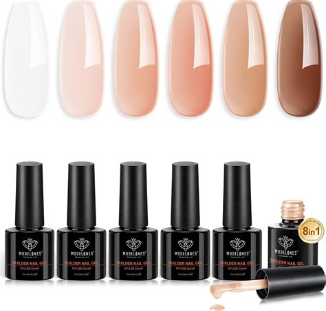 Modelones 8 In 1 Gel Construction Ongle UV 6PCS Nude Gummy Base Pose