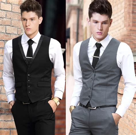 Vest Dress Men Formal Business Party Mens Dress Vest Suit Male Plus