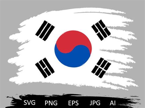 South Korea Flag Svgkorea Flag Shirtdistressed Flag Etsy