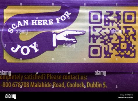 Scan Here For Joy On Bar Of Cadbury Dairy Milk Ritz Chocolate Bar Stock