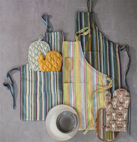 Buy Stripe Twill Cotton Aprons Multi Color Thoppia