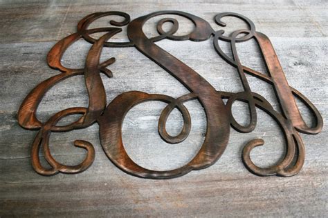 Metal Vine Monogram Personalized Initials Antique Copper Plated Letters