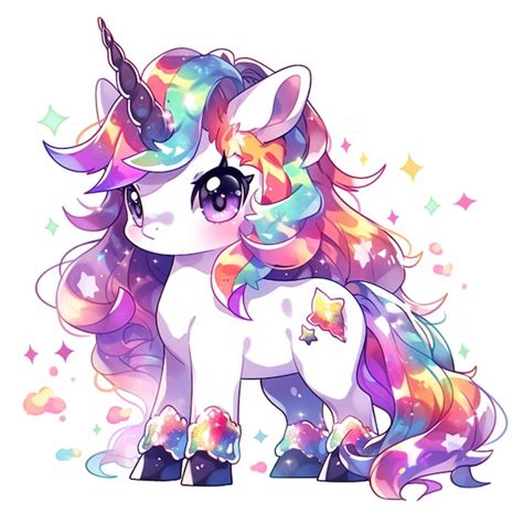 Premium Ai Image Unicorn With Long Hair And A Rainbow Mane Generative Ai