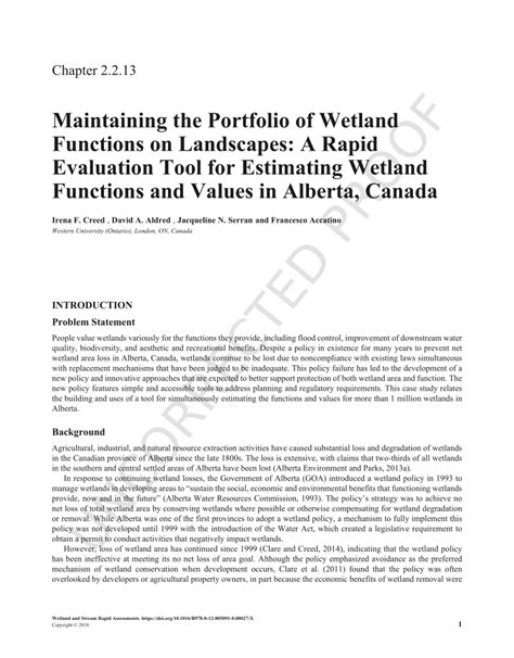 Pdf Maintaining The Portfolio Of Wetland Functions On Landscapes A