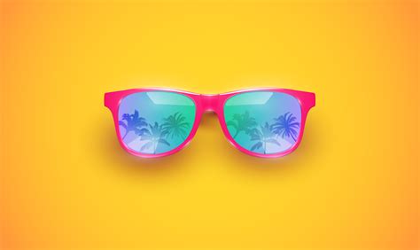 Realistic Vector Sunglasses On A Colorful Background Vector