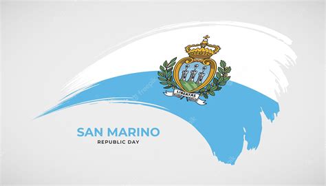 Dibujo A Mano Pincel Trazo Bandera De San Marino Con Efecto De Pintura