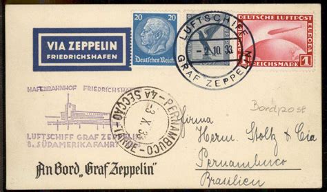 Germany Th Saf Flight Graf Zeppelin Si Ab Bordpost Flown Cover