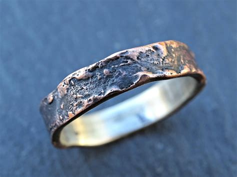 Copper Silver Ring Unique Mens Ring Copper Personalized Mens Etsy