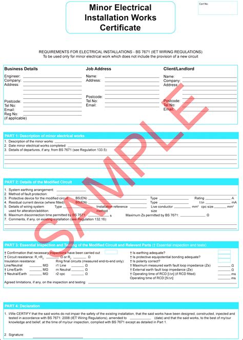 5 Domestic Electrical Installation Certificate Template 62670 ...