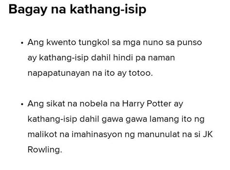 Magbigay Ng Tatlong 3 Halimbawa Ng Kathang Isip At Dalawang 2