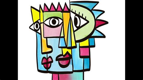 How To Draw Cubism Picasso Inspired Abstract Portrait Cubism Face Lesson Step By Step