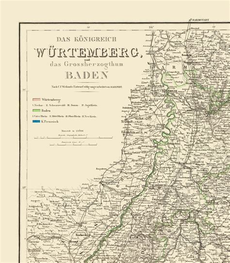 Historic Map - Wurtemberg Germany - Weiland 1856 - 23 x 26.33 - Vintag ...
