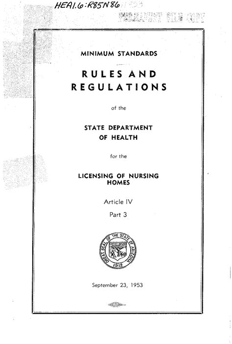 Minimum Standards Rules And Regulations Of The State Department Of