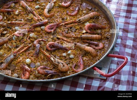 Image Of A Real Seafood Paella Stock Photo Alamy