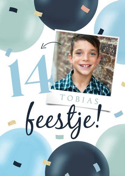 Uitnodiging Feestje Jongen Confetti Foto Kaartje2go