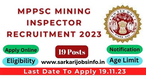 Madhya Pradesh MPPSC Mining Inspector Recruitment 2023 Apply Online For