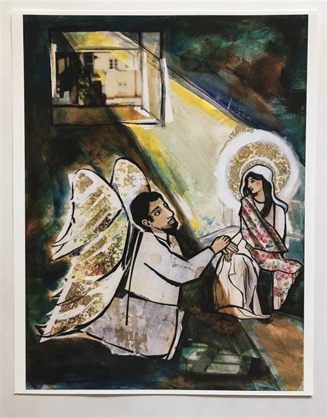 The Annunciation, Mary and Gabriel, Hail Mary Painting, Modern ...