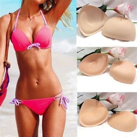 1 Pair Sponge Swimsuit Padding Inserts Breast Enhancer To Bra Push Up