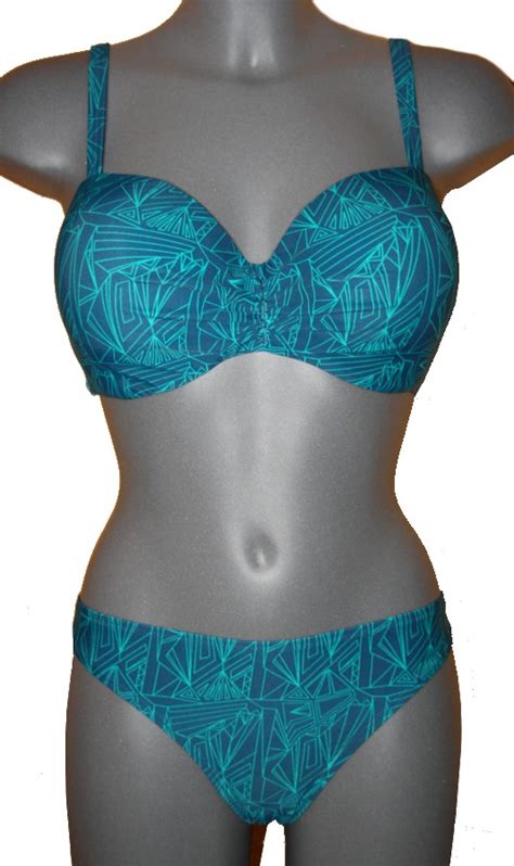 BÜGEL BIKINI BLAU TÜRKIS BALCONETTE Gr 38 40 42 44 46 48 CUP E NEU EUR