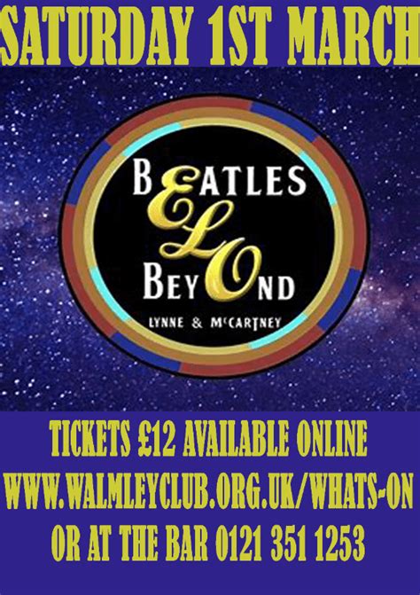 ELO Beatles Beyond At Walmley Club SMART CASUAL DRESS CODE OVER 18