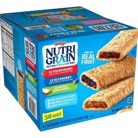 Kelloggs Nutri Grain Bars Variety Pack Soft Chewy Breakfast 36 Ct