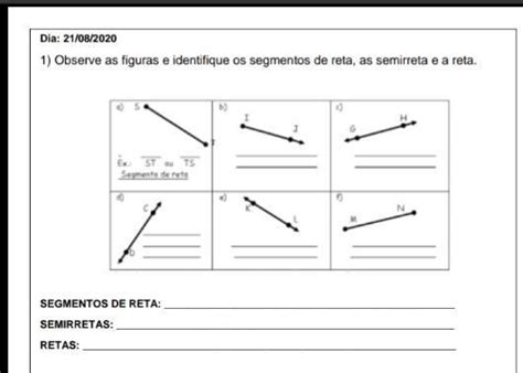 Observe As Figuras E Identifique Os Segmentos De Reta As Semirretas E