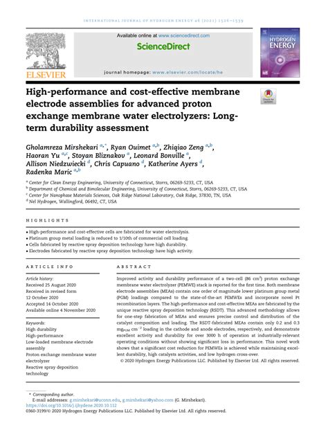 Pdf High Performance And Cost Effective Membrane Electrode Assemblies