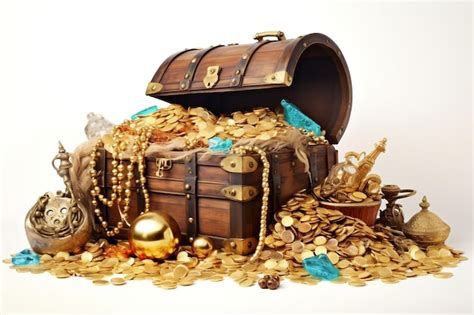 Premium AI Image Pile Of Treasure And Treasure Chest On White Background