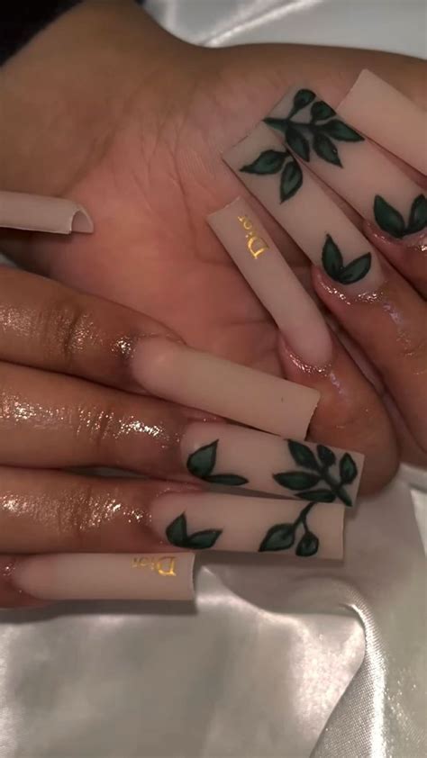 Nude Garden Nail Inspo Acrylic Nails Coffin Short Long Acrylic Nails Coffin Long Acrylic