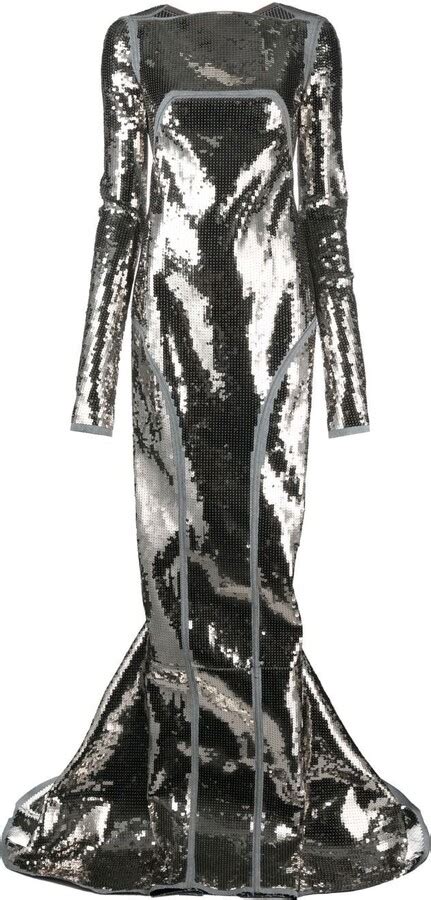 Rick Owens Embroidered Sequin Design Gown Shopstyle Evening Dresses