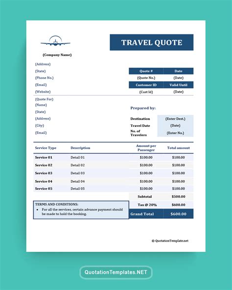 Travel Quote Template BLU Quote Templates