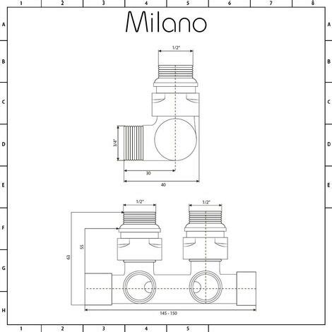 Milano Modern Chrome Angled H Block Heated Towel Rail Radiator Valves