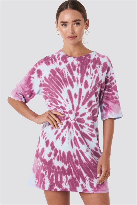 Oversized Tie Dye T Shirt Dress Purple Na