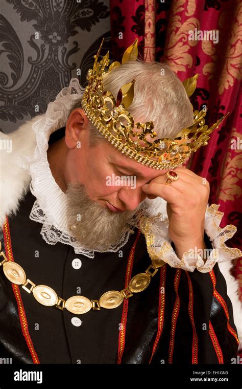 Pensive And Worried King Sitting On His Throne Stock Photo Alamy