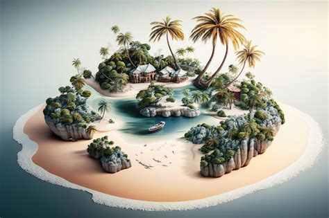 Premium AI Image A Surreal Float Island Featuring A Bright Tropical