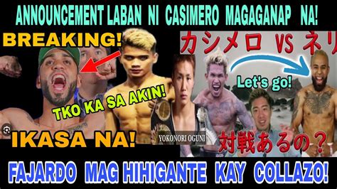 FAJARDO VS COLLAZO IKASA NA ANNOUNCEMENT SA LABAN NI CASIMERO