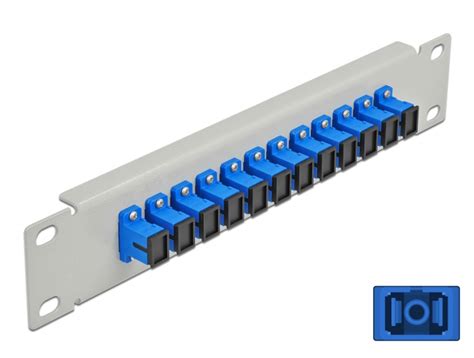 Delock Products 66781 Delock 10″ Fiber Optic Patch Panel 12 Port Sc Simplex Blue 1u Grey