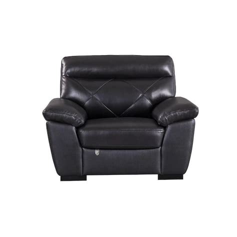 Benjara Black Leather Arm Chair With Diamond Pattern Bm The