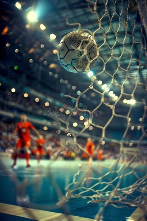 Intense Goalkeeper Focus Preparing For Penalty Shot In Handball At