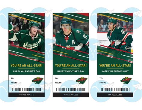 Minnesota Wild Hockey Valentine's Day Card Ticket Instant | Etsy