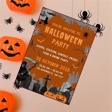 Editable Halloween Invitation Halloween Party Invitation Etsy