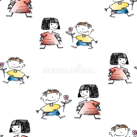 Fond Continu Des Enfants Gay De Dessin De Couples De Croquis