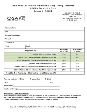 Fillable Online Osap Exhibitor CORE Registration Osap Fax Email Print