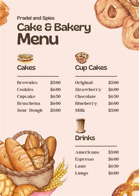 Free And Customizable Delectable Bakery Menu Templates Canva