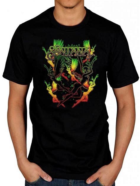 Santana Dancing Angels T Shirt Latin Rock Band Mens T Shirts Black